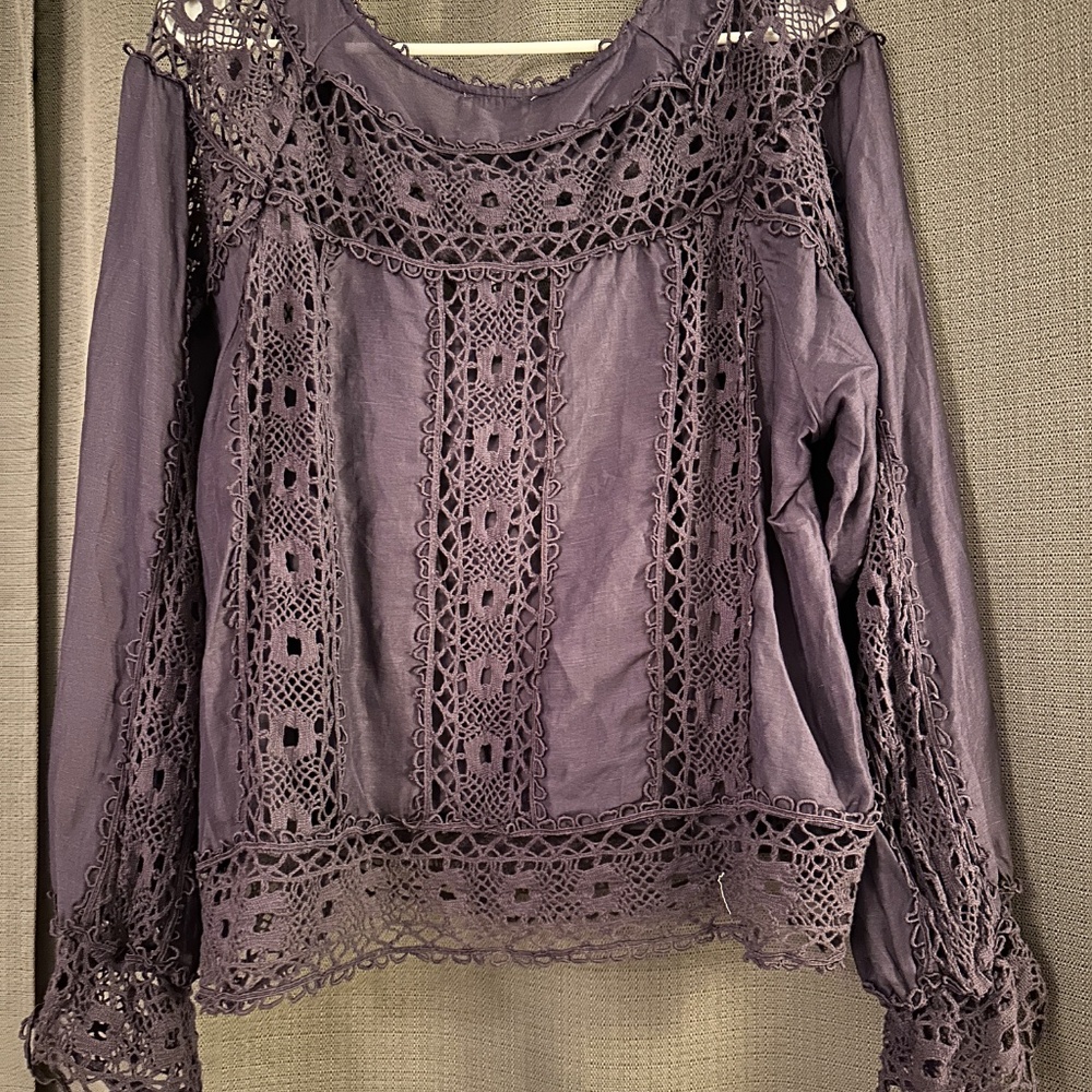 Johnny Was Purple Lace Top - Picture 6 of 9